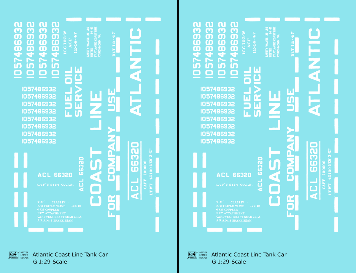 Atlantic Coast Line Tank Car White
