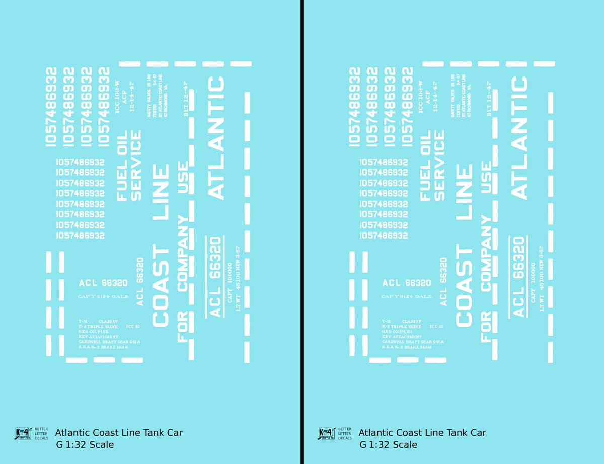 Atlantic Coast Line Tank Car White