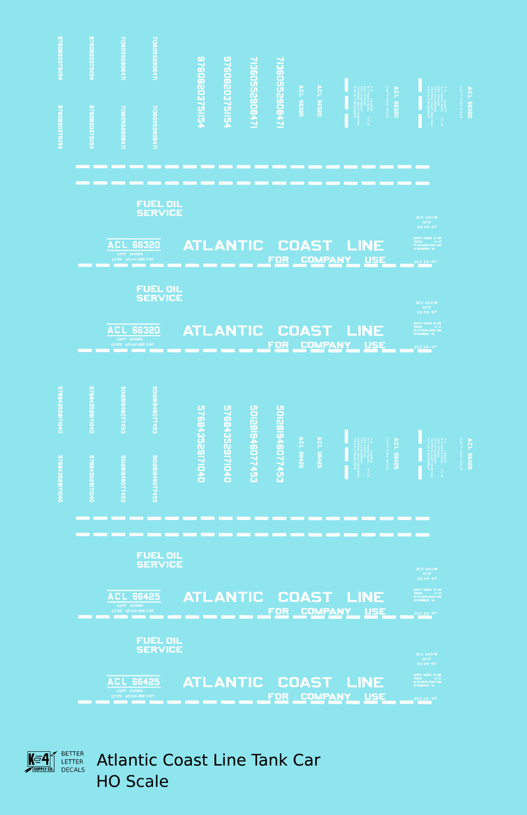 Atlantic Coast Line Tank Car White