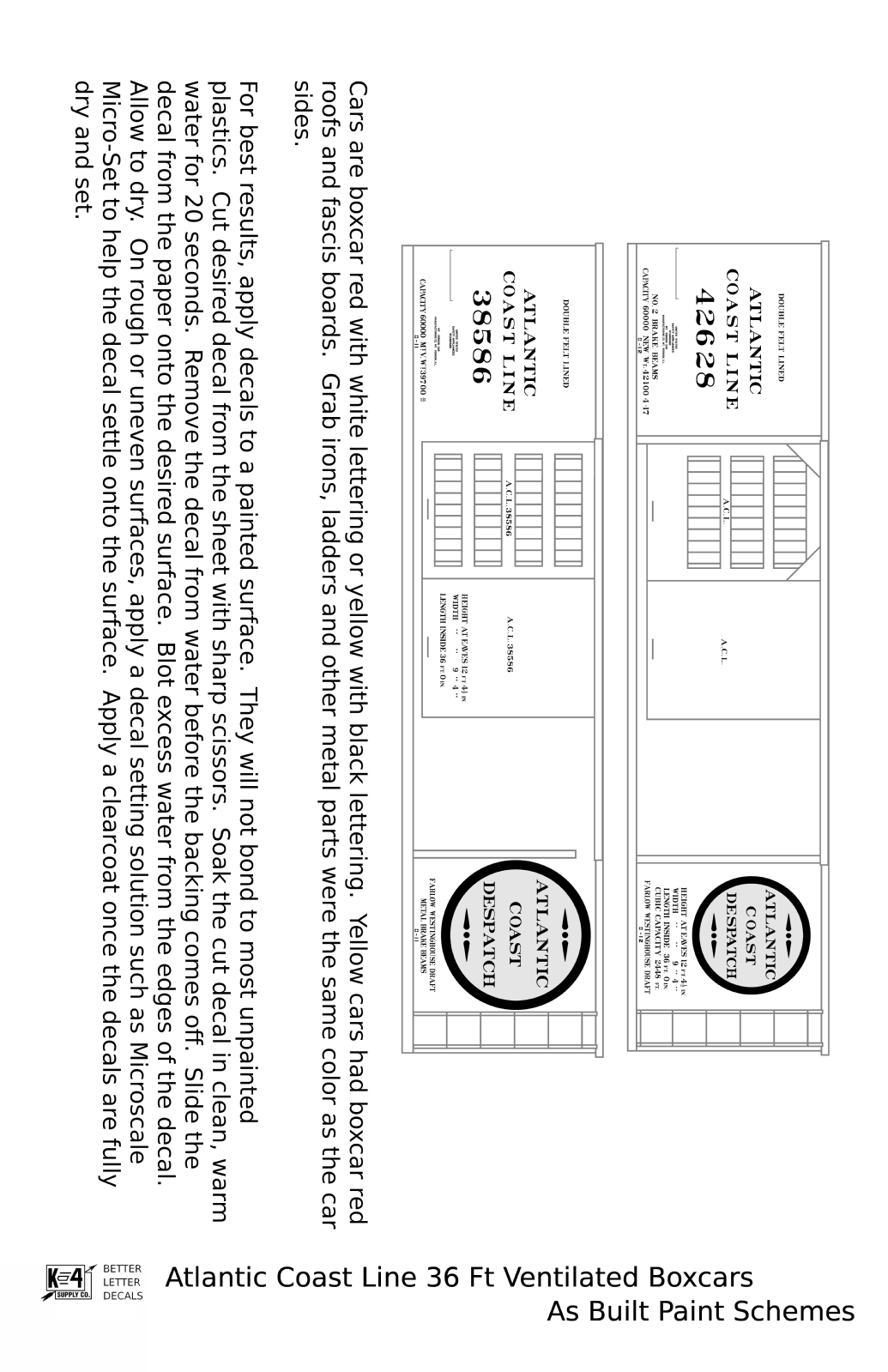 Atlantic Coast Line Ventilated Watermelon Boxcar Black, White, Red As Built Schemes