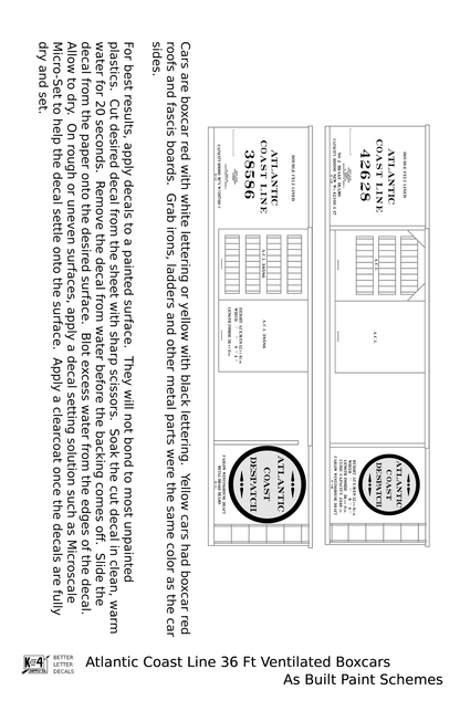 Atlantic Coast Line Ventilated Watermelon Boxcar Black, White, Red As Built Schemes