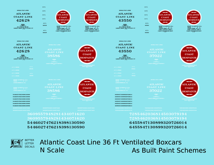 Atlantic Coast Line Ventilated Watermelon Boxcar Black, White, Red As Built Schemes