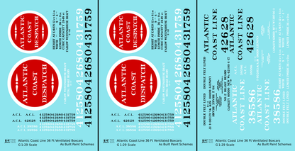 Atlantic Coast Line Ventilated Watermelon Boxcar Black, White, Red As Built Schemes