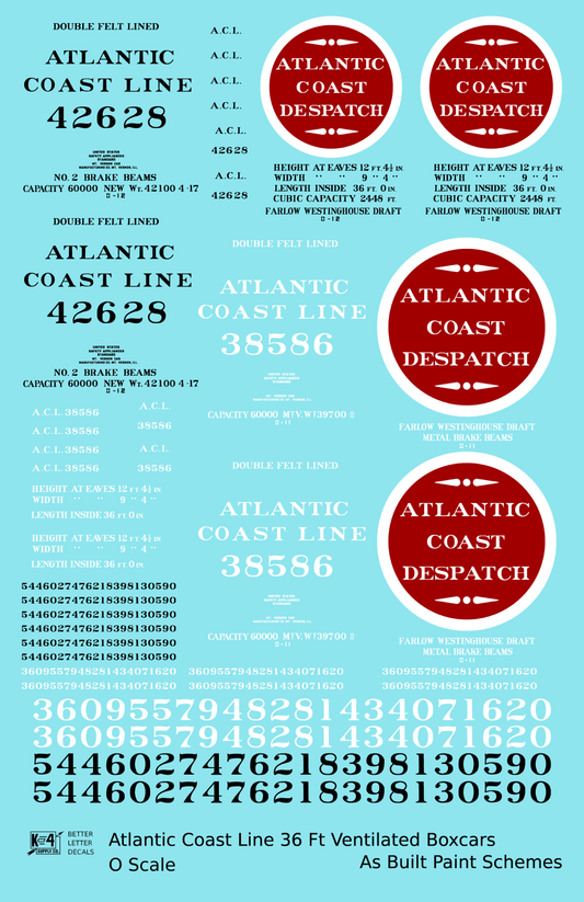 Atlantic Coast Line Ventilated Watermelon Boxcar Black, White, Red As Built Schemes