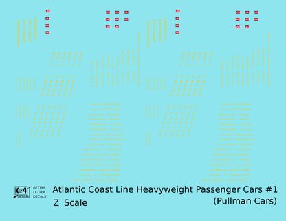 Atlantic Coast Line Heavyweight Passenger Car Yellow Pullman Cars