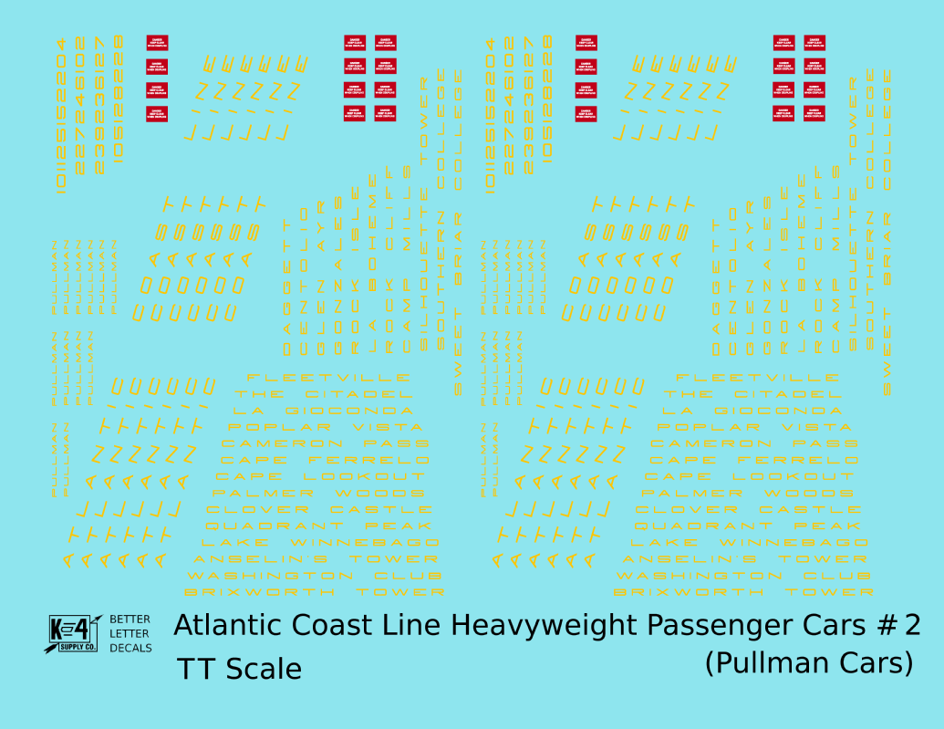Atlantic Coast Line Heavyweight Passenger Car Yellow Pullman Cars