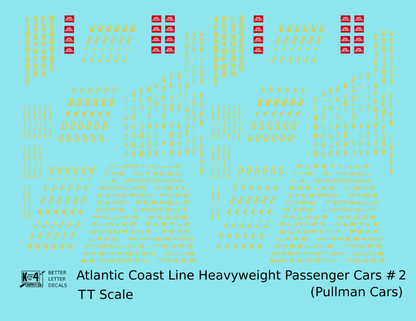 Atlantic Coast Line Heavyweight Passenger Car Yellow Pullman Cars
