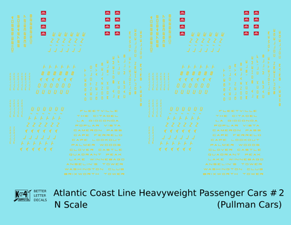 Atlantic Coast Line Heavyweight Passenger Car Yellow Pullman Cars