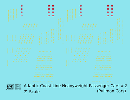 Atlantic Coast Line Heavyweight Passenger Car Yellow Pullman Cars