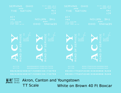 Akron Canton and Youngstown 40 Ft Boxcar Big White ACY