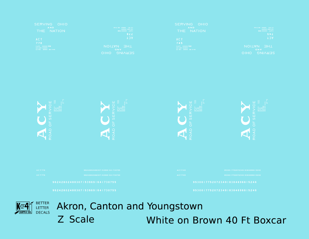 Akron Canton and Youngstown 40 Ft Boxcar Big White ACY