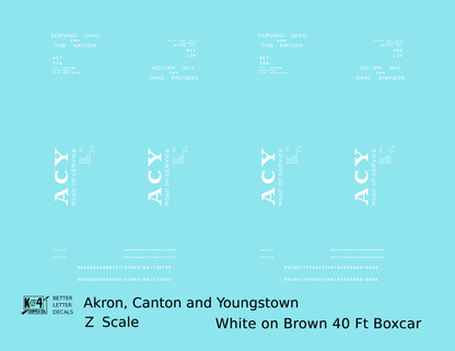 Akron Canton and Youngstown 40 Ft Boxcar Big White ACY