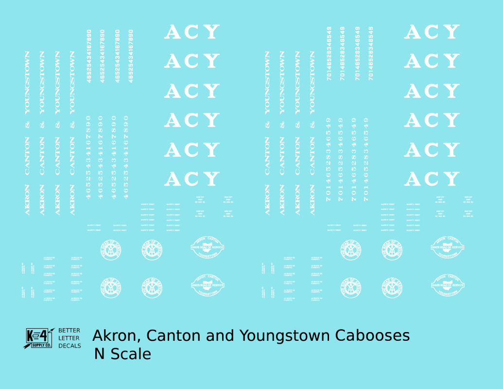 Akron Canton & Youngstown Caboose Passenger MOW Car White ACY
