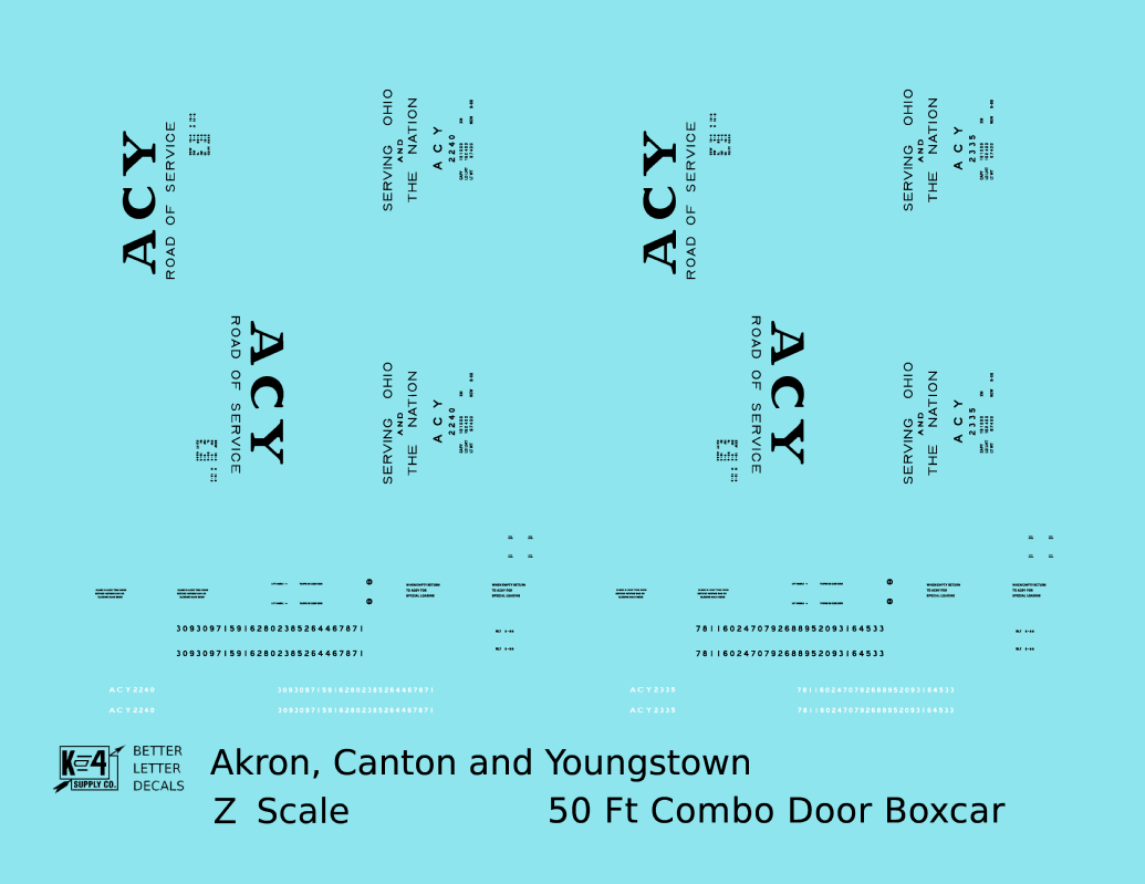 Akron Canton and Youngstown 50 Ft Boxcar Black ACY