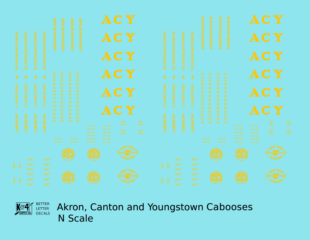 Akron Canton and Youngstown Caboose Passenger Or MOW Car Yellow ACY