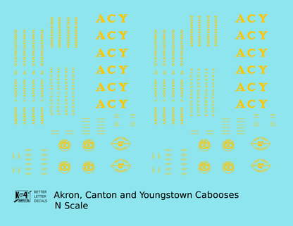 Akron Canton and Youngstown Caboose Passenger Or MOW Car Yellow ACY