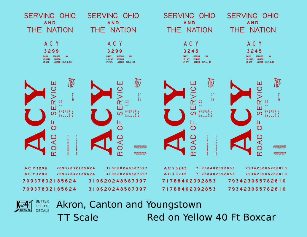 Akron Canton and Youngstown 40 Ft Boxcar Red ACY Yellow Car
