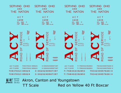 Akron Canton and Youngstown 40 Ft Boxcar Red ACY Yellow Car