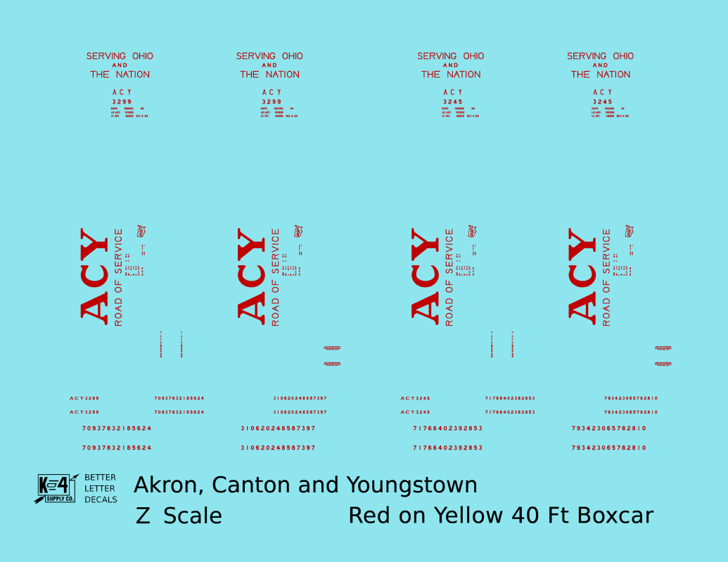 Akron Canton and Youngstown 40 Ft Boxcar Red ACY Yellow Car