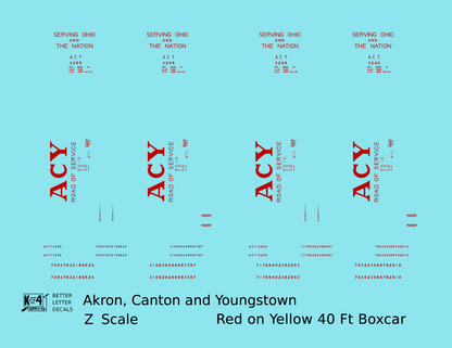 Akron Canton and Youngstown 40 Ft Boxcar Red ACY Yellow Car