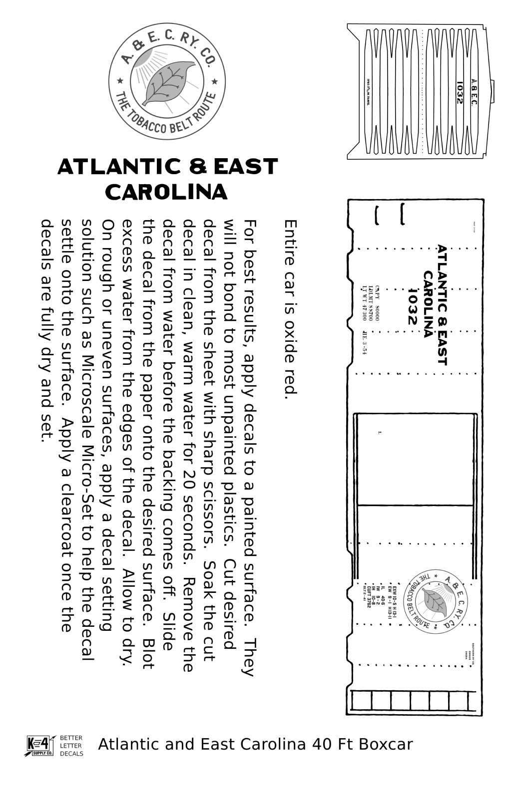 Atlantic & East Carolina 40 Ft Boxcar White Tobacco Belt Route
