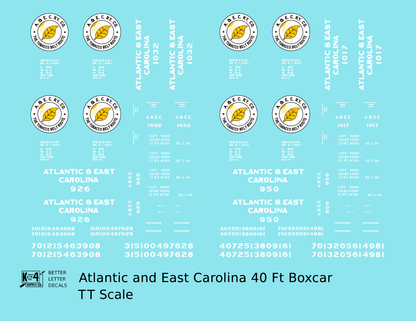 Atlantic & East Carolina 40 Ft Boxcar White Tobacco Belt Route