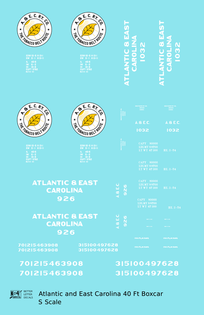 Atlantic & East Carolina 40 Ft Boxcar White Tobacco Belt Route