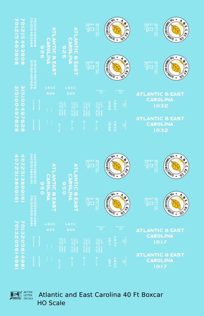 Atlantic & East Carolina 40 Ft Boxcar White Tobacco Belt Route