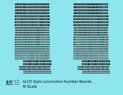ALCO Style Gothic Numberbords  White On Black  - Decal - Choose Scale