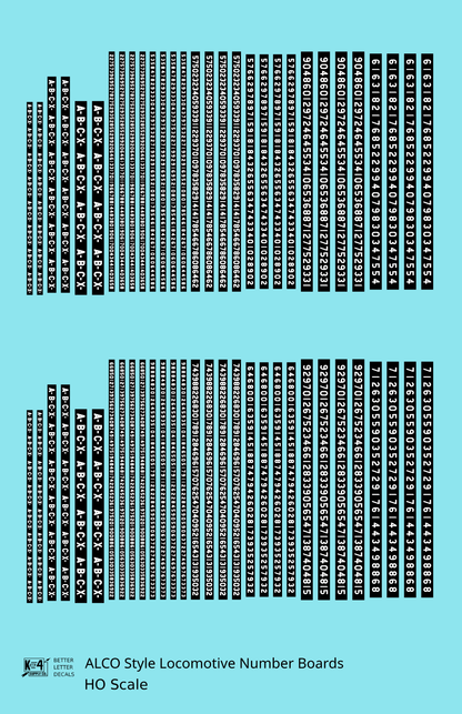 ALCO Style Gothic Numberbords  White On Black  - Decal - Choose Scale