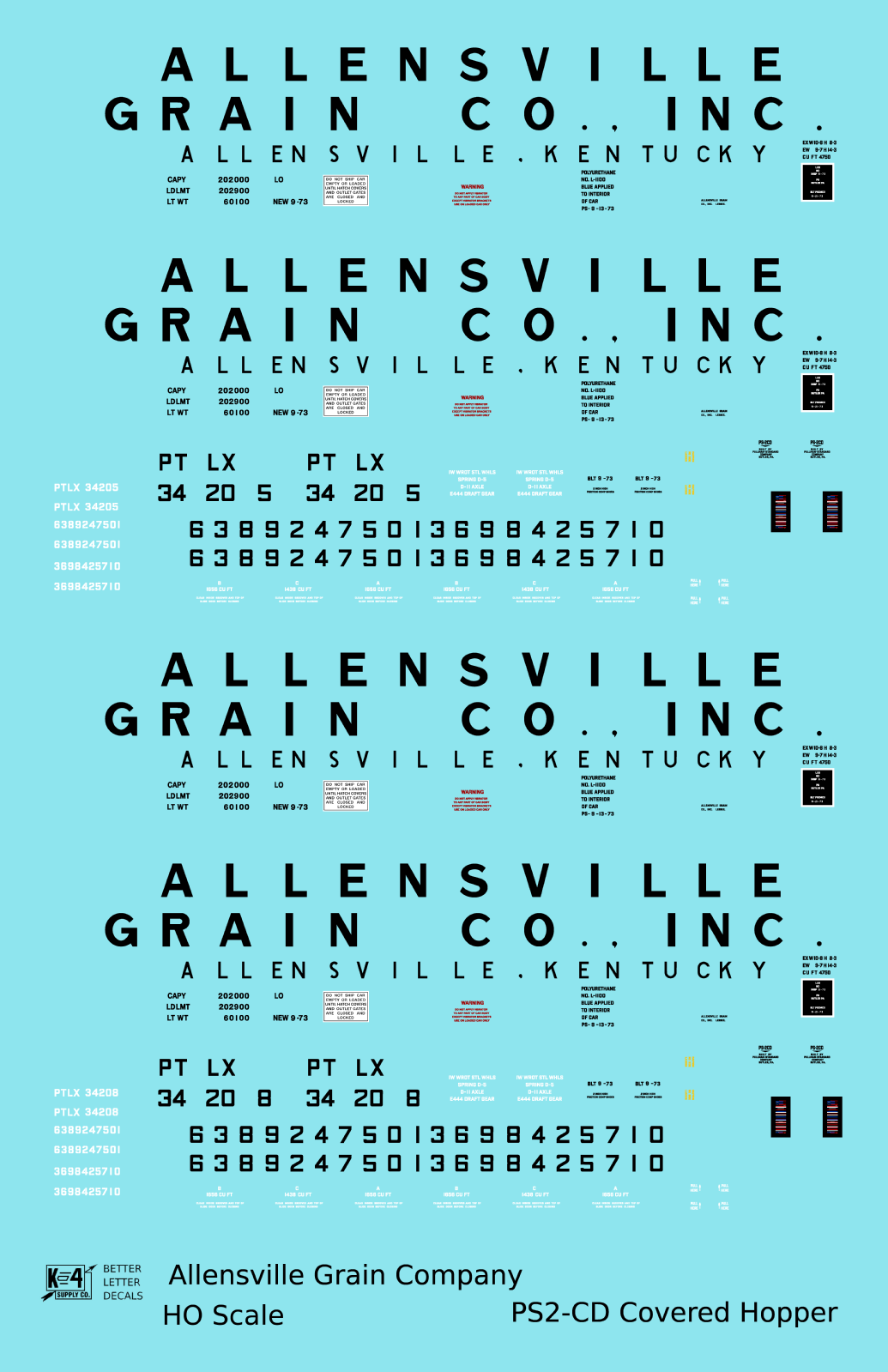 Allensville Grain Co. PS-2CD Covered Hopper Black Kentucky