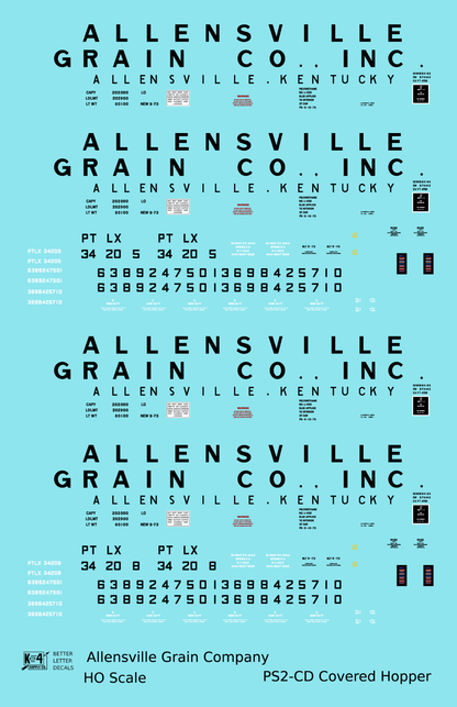 Allensville Grain Co. PS-2CD Covered Hopper Black Kentucky