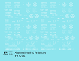 Alton Railroad 40 Ft Boxcar White  - Decal - Choose Scale