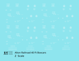 Alton Railroad 40 Ft Boxcar White  - Decal - Choose Scale