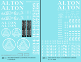 Alton Railroad Steam Locomotive and Caboose White  - Decal - Choose Scale