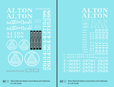 Alton Railroad Steam Locomotive and Caboose White  - Decal - Choose Scale