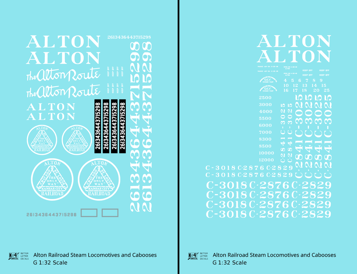 Alton Railroad Steam Locomotive and Caboose White