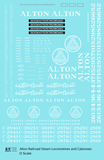 Alton Railroad Steam Locomotive and Caboose White  - Decal Sheet