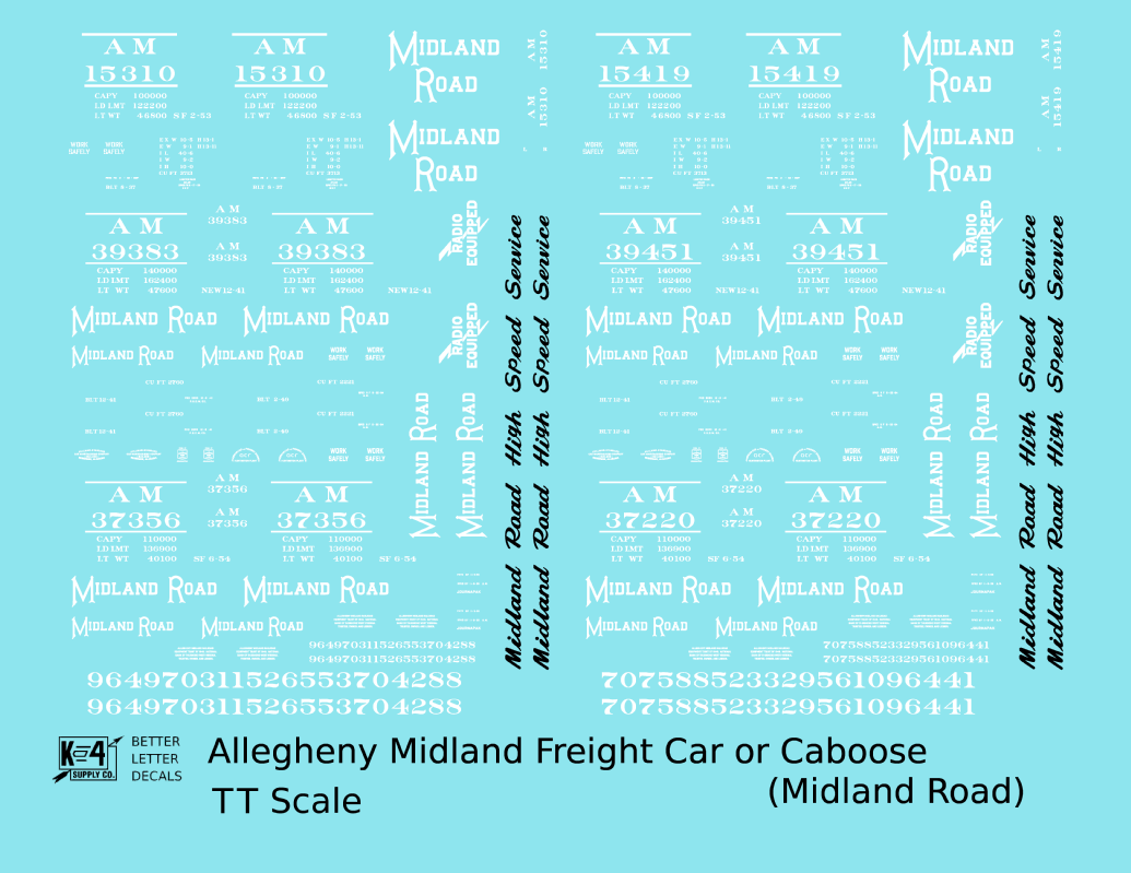 Midland Road Allegheny Midland Hopper Boxcar Or Caboose White and Black