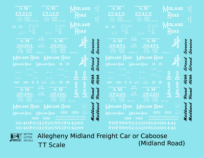 Midland Road Allegheny Midland Hopper Boxcar Or Caboose White and Black