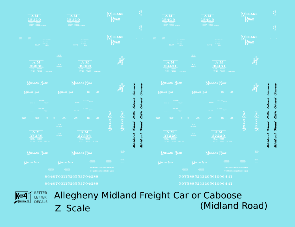 Midland Road Allegheny Midland Hopper Boxcar Or Caboose White and Black