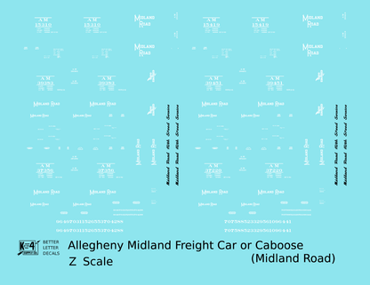 Midland Road Allegheny Midland Hopper Boxcar Or Caboose White and Black
