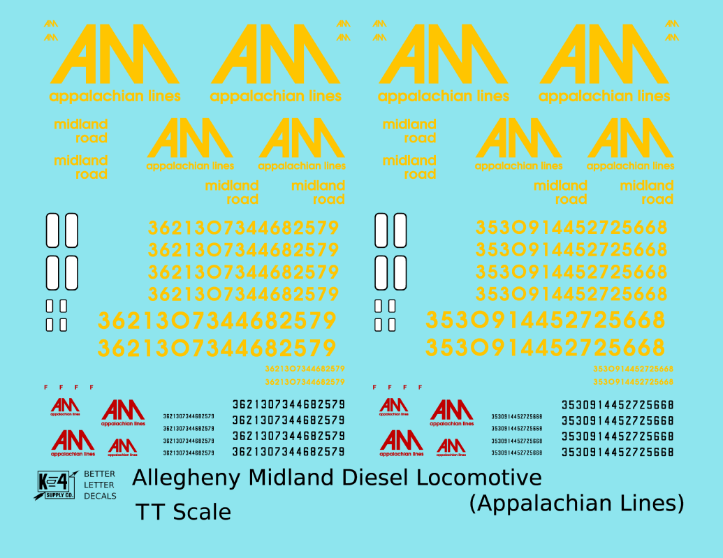 Allegheny Midland Diesel Locomotive Yellow and Red Appalachian Lines