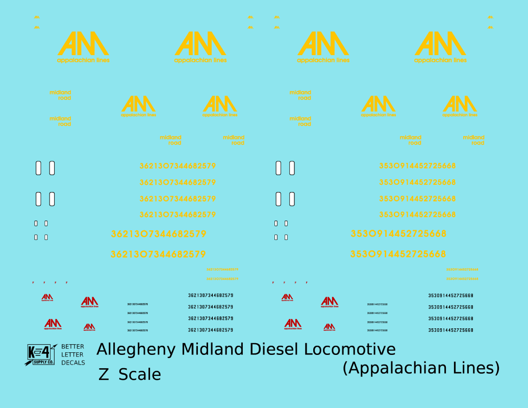 Allegheny Midland Diesel Locomotive Yellow and Red Appalachian Lines