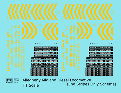 Allegheny Midland Diesel Locomotive Yellow Simplified Scheme