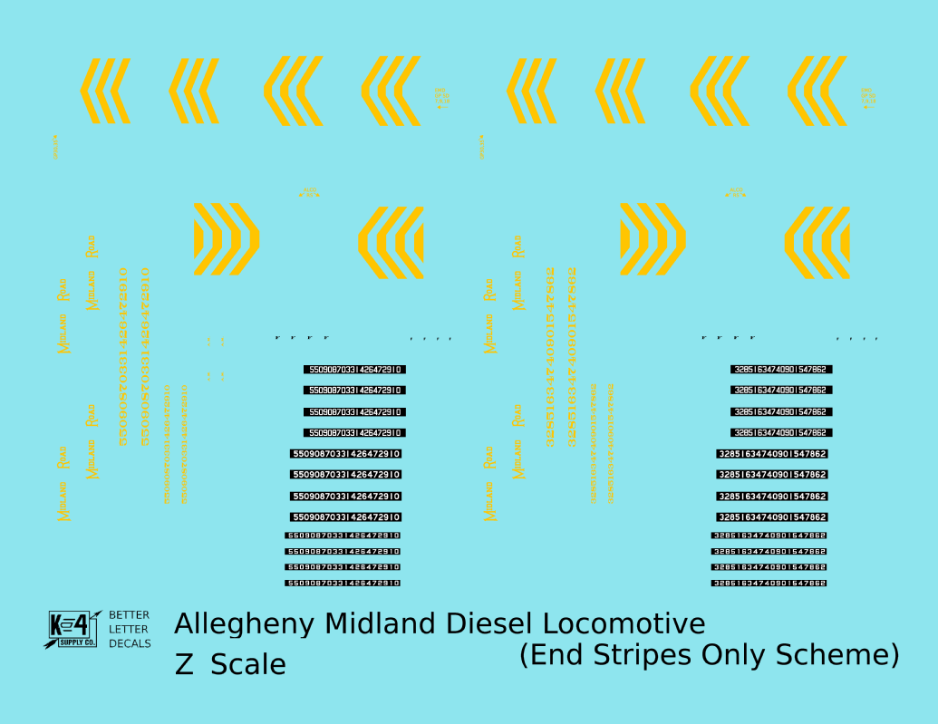 Allegheny Midland Diesel Locomotive Yellow Simplified Scheme