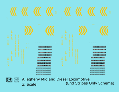 Allegheny Midland Diesel Locomotive Yellow Simplified Scheme