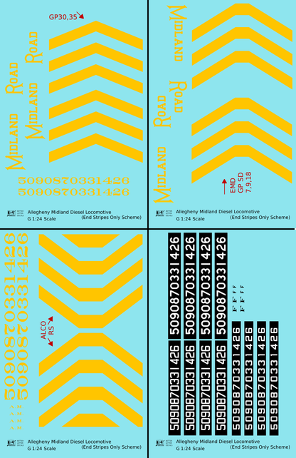Allegheny Midland Diesel Locomotive Yellow Simplified Scheme