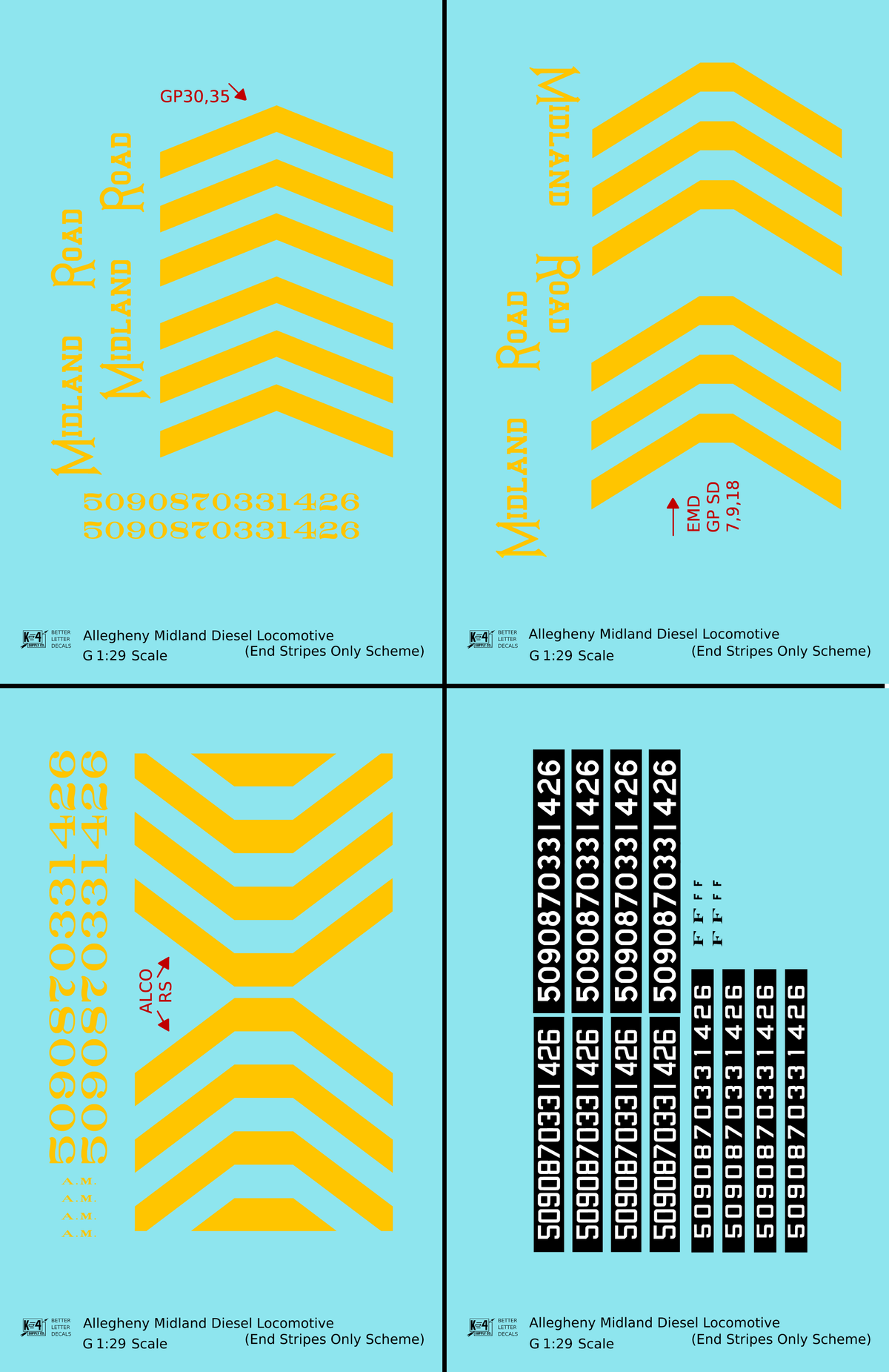 Allegheny Midland Diesel Locomotive Yellow Simplified Scheme