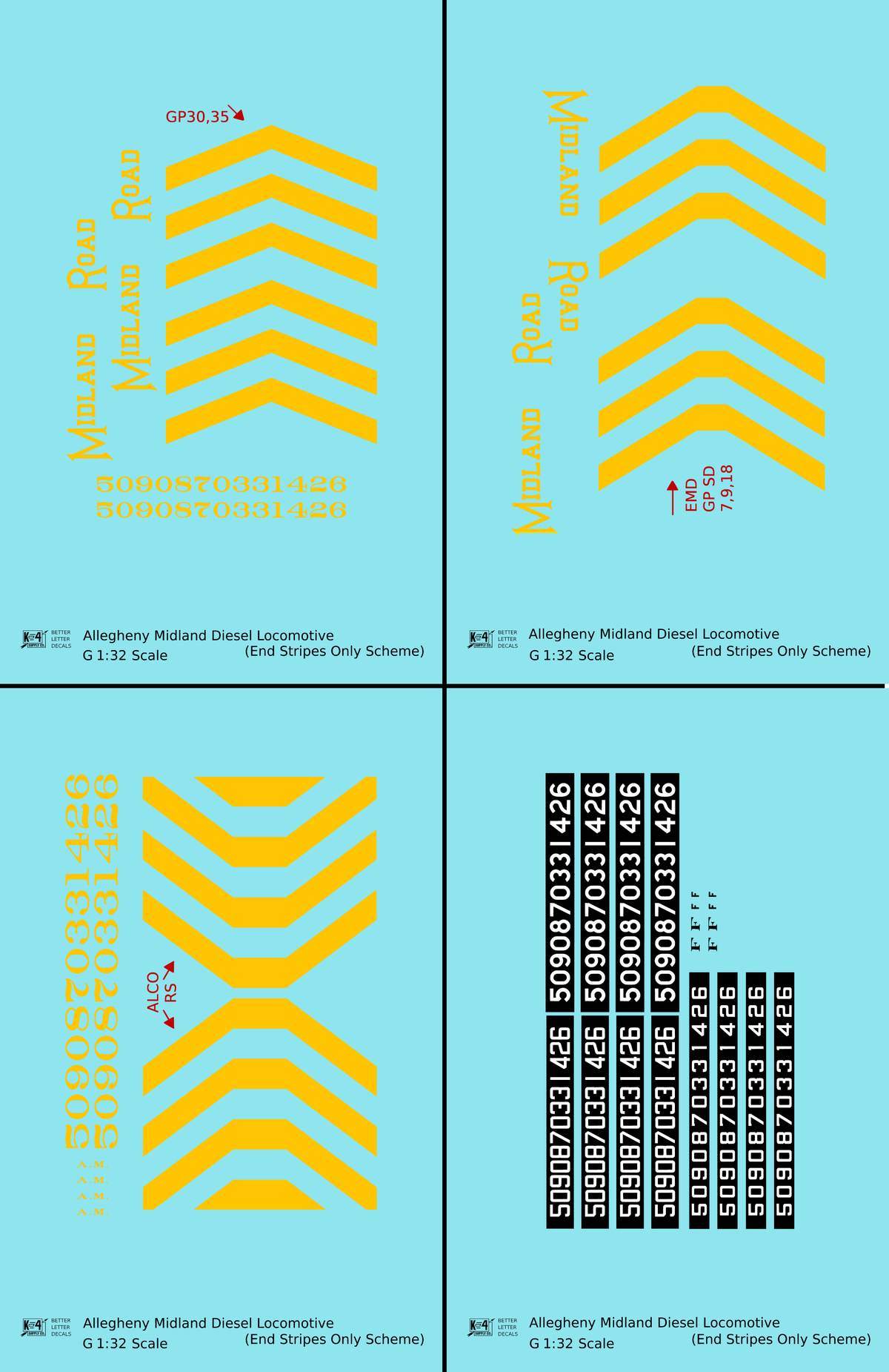 Allegheny Midland Diesel Locomotive Yellow Simplified Scheme